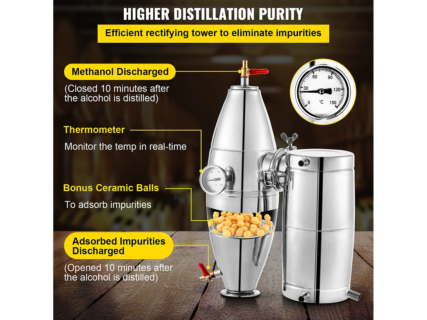 Distillateur d'Alcool SucceBuy 70L, Alambic Moonshine, Chaudière à Vin pour usage domestique