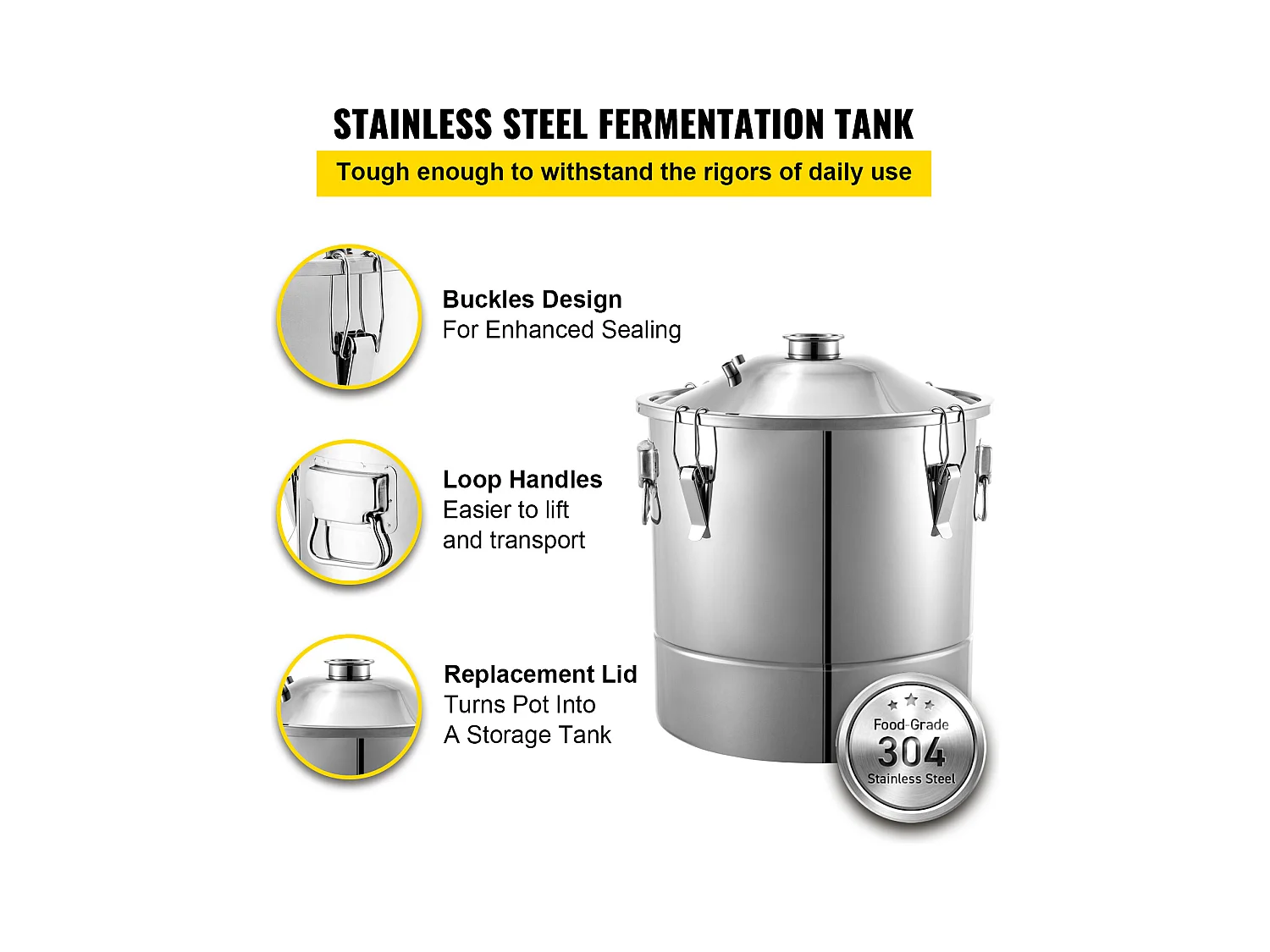 Distillateur d'Alcool SucceBuy 50L Distillateur d'Eau et d'Alcool Moonshine Still, Argent