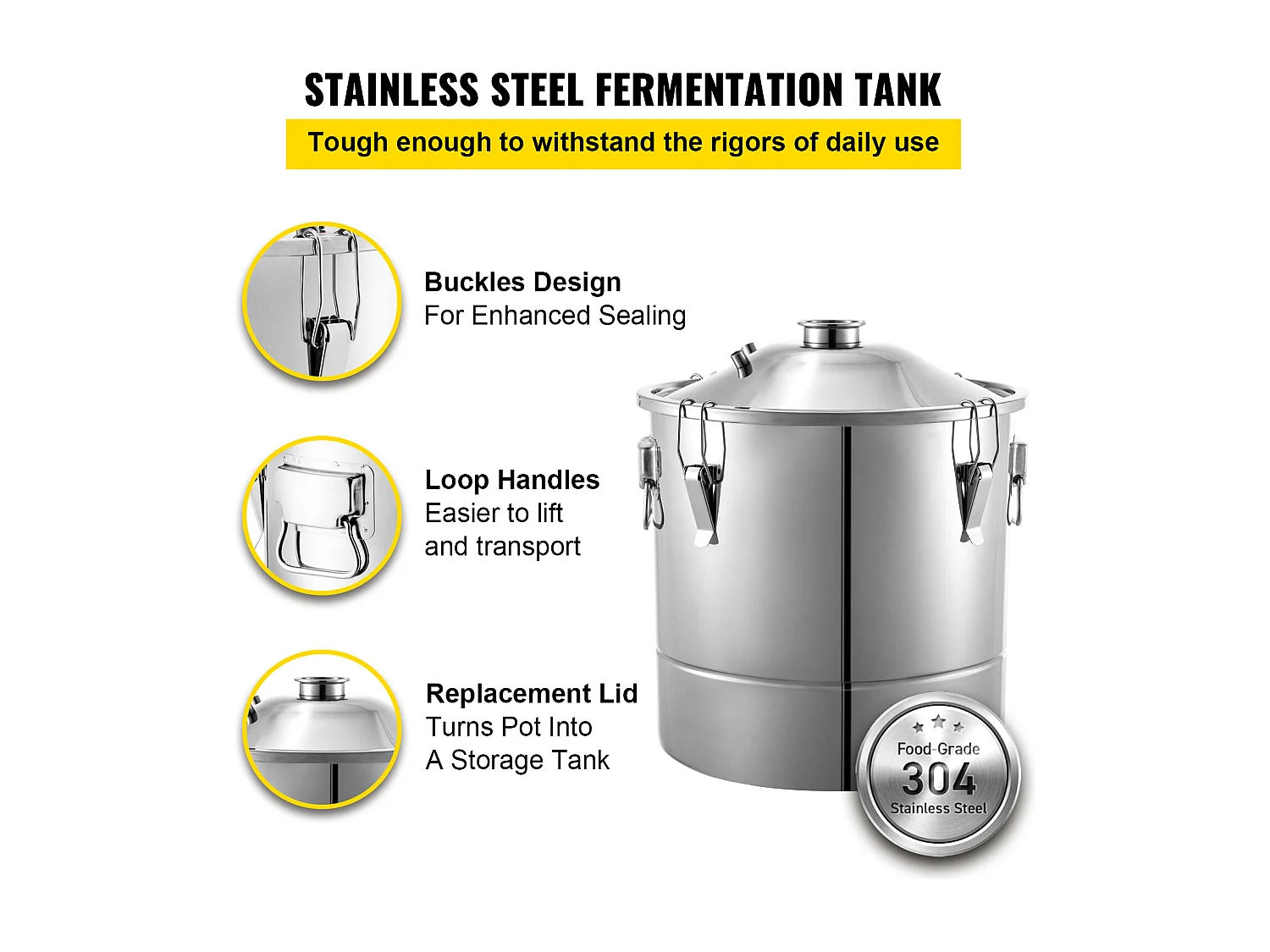 Distillateur d'Alcool SucceBuy 50L Distillateur d'Eau et d'Alcool Moonshine Still, Argent