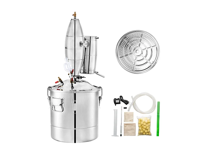 Distillatore di Alcool SucceBuy 50L Distillatore d'Acqua e Alcool Moonshine Still, Argento