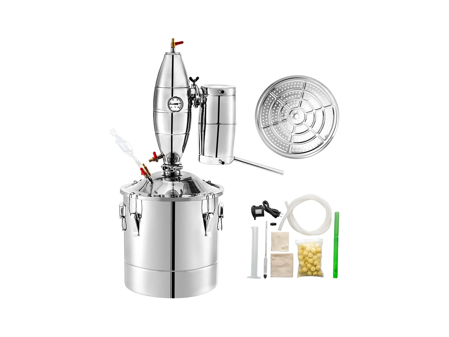 Alkoholdestillierapparat SucceBuy Destillierkolben 30 L Edelstahl Home Brewing Kit, Moonshine Destillierapparat aus Edelstahl, Hausbrau Kit