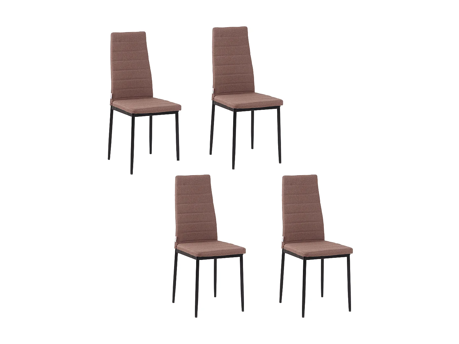 Set 4 sedie imbottite per soggiorno in metallo e tessuto cachi