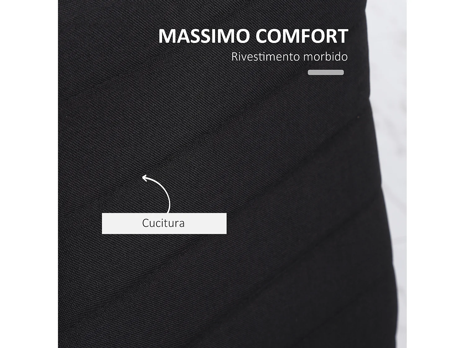 Set 4 Sedie Imbottite per Soggiorno in Metallo e Tessuto Nero