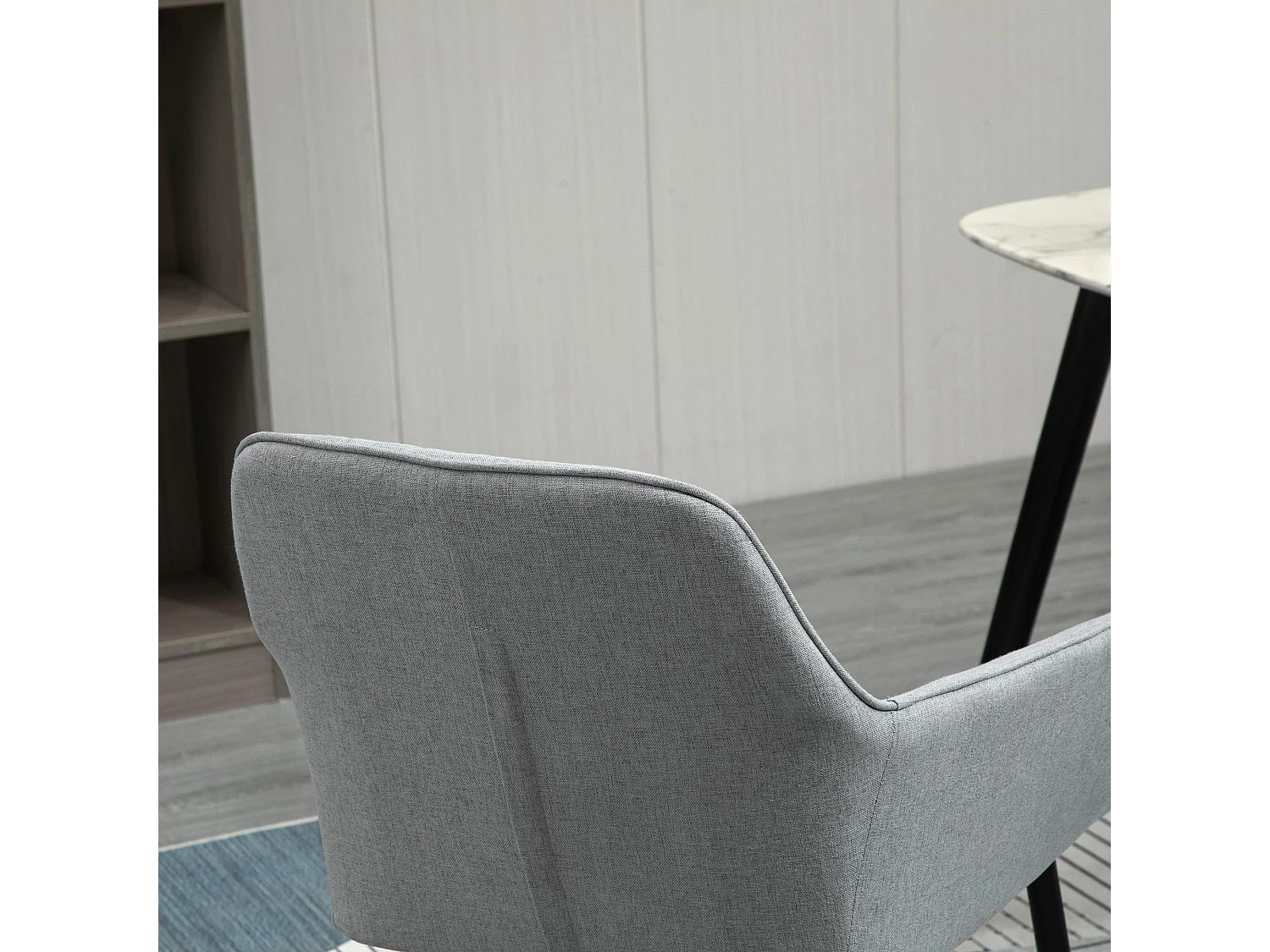 Set 2 sedie da pranzo imbottite in lino e gambe in ferro grigio