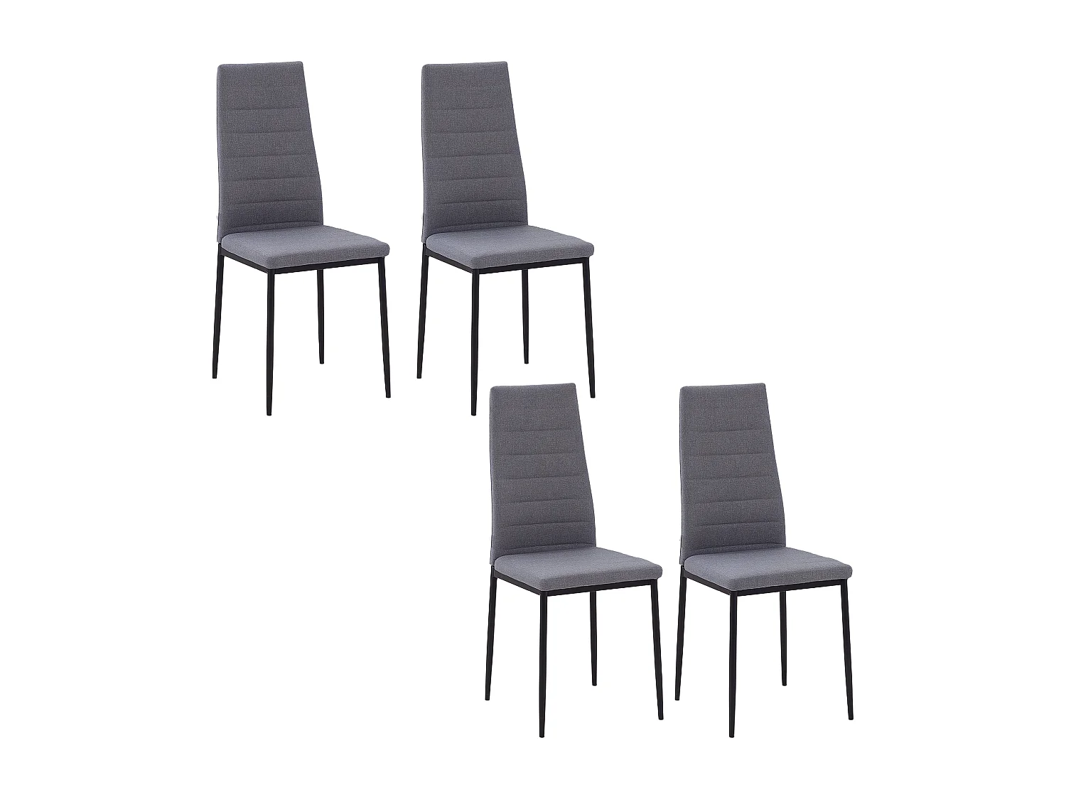 Set 4 sedie imbottite per soggiorno in metallo e tessuto grigio