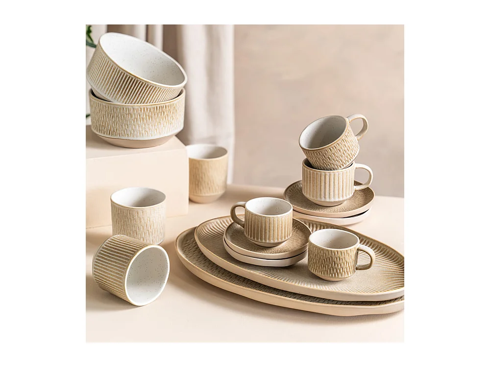 Coffret de 6 tasses à café avec sous tasses Miyaki 9 cl