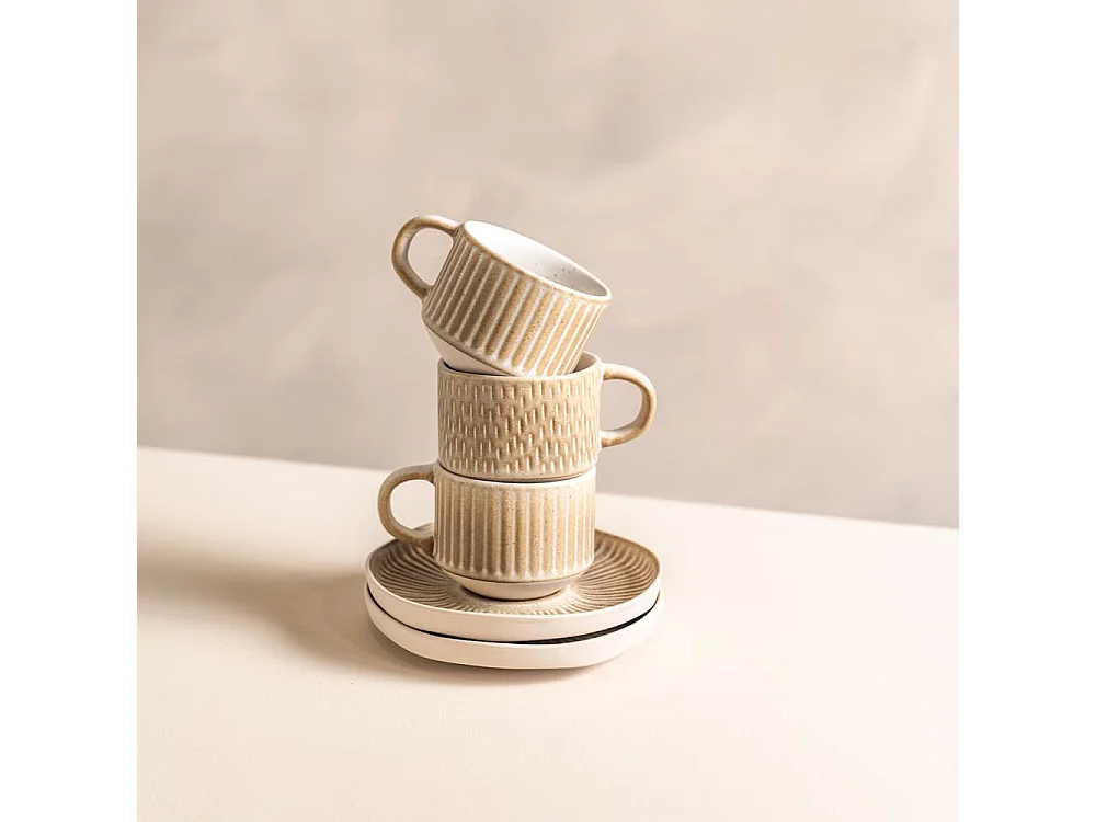 Coffret de 6 tasses à café avec sous tasses Miyaki 9 cl