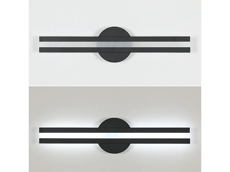 Haobosic - Applique murale - Longue bande acrylique - Boîtier noir - Lumière blanche 18W