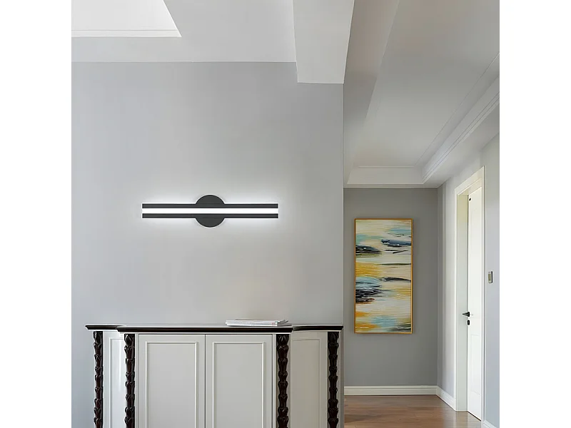 Haobosic - Applique murale - Longue bande acrylique - Boîtier noir - Lumière blanche 18W