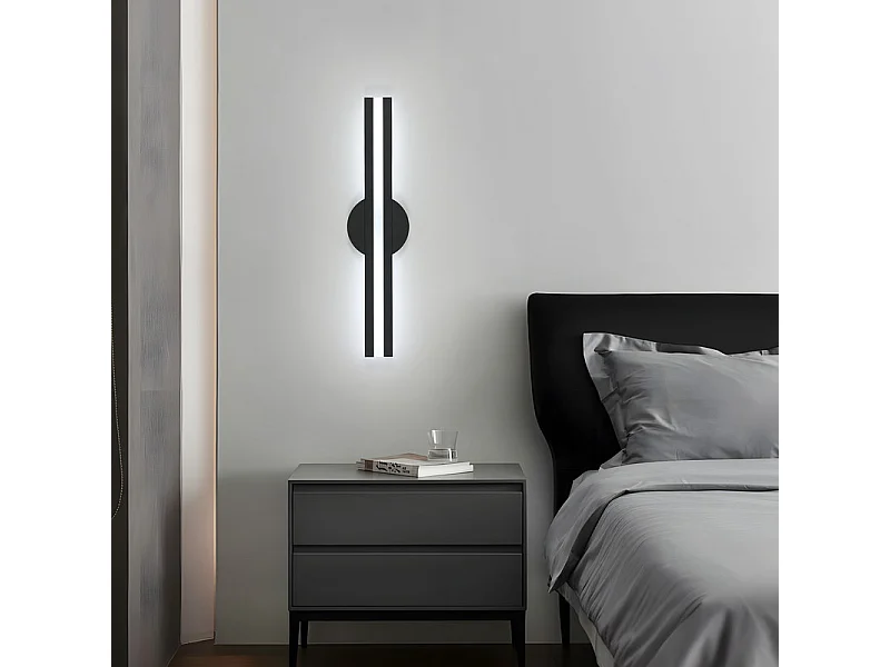 Haobosic - Applique murale - Longue bande acrylique - Boîtier noir - Lumière blanche 18W