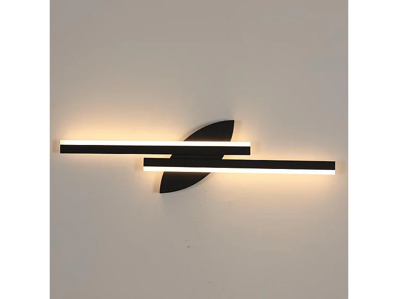 Applique murale nordique simple en acrylique noir, 3 couleurs de lumière, 14 W, pour salon, chambre à coucher, cuisine