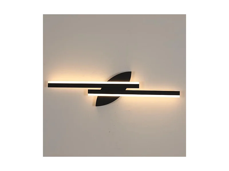 Applique murale nordique simple en acrylique noir, 3 couleurs de lumière, 14 W, pour salon, chambre à coucher, cuisine