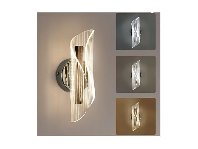 Lampe de chevet moderne et simple à LED, applique murale blanche à 3 couleurs de lumière, châssis blanc de 8 cm pour salon, chambre à coucher, cuisine