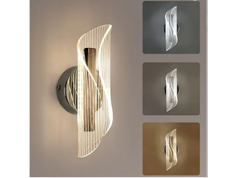 Lampe de chevet moderne et simple à LED, applique murale blanche à 3 couleurs de lumière, châssis blanc de 8 cm pour salon, chambre à coucher, cuisine