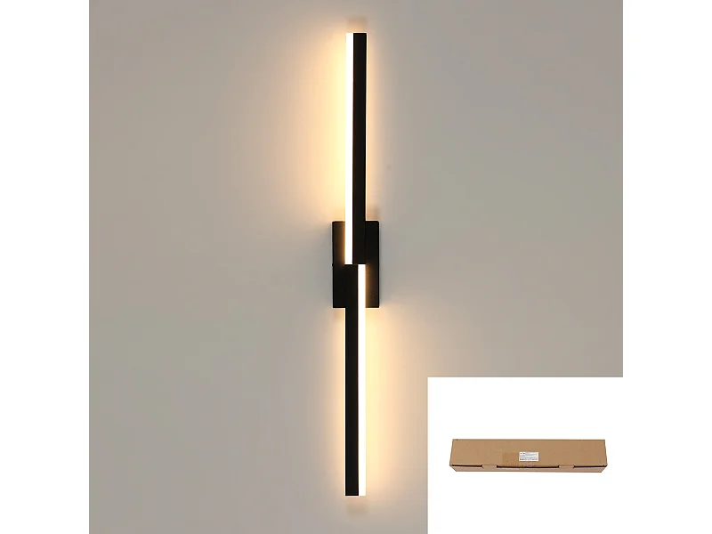 Applique murale nordique simple en acrylique noir, 3 couleurs de lumière, 12 W, pour salon, chambre à coucher, cuisine