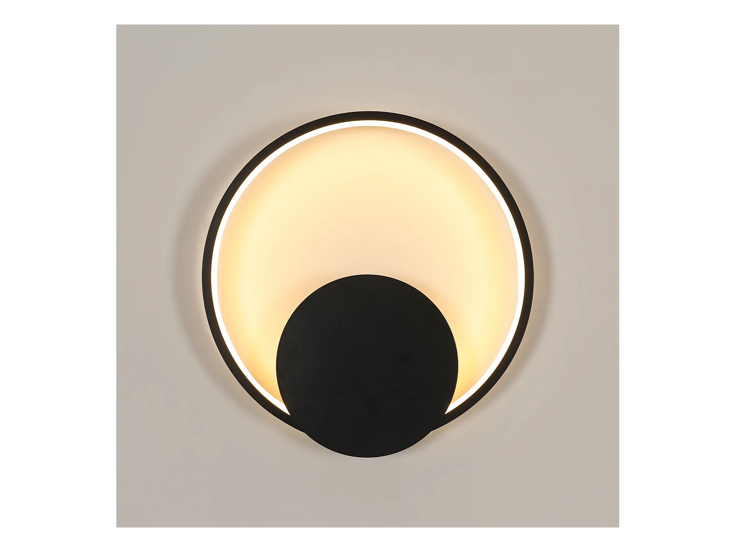 Applique murale anneau noire ronde diamètre 31CM 18W lumière chaude pour salon/chambre/cuisine