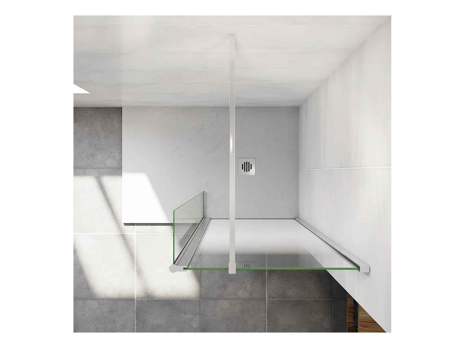 Paroi de douche avec 30 cm retour pivotant - 70 x 200 cm - 8 mm Verre effet Brume, finition chrome avec barre de fixation 140cm