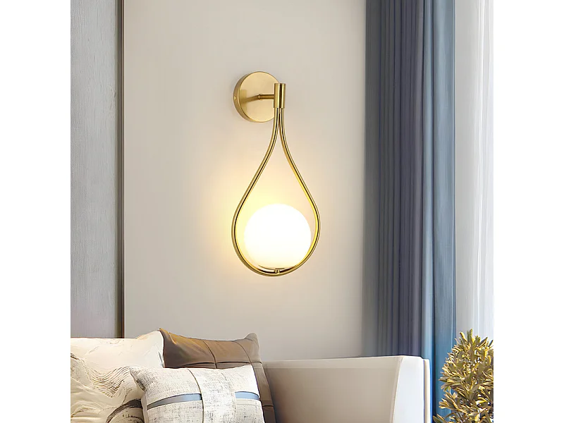 Applique murale Scandinave en métal doré avec abat-jour blanc 21x45cm E27 excl. ampoule
