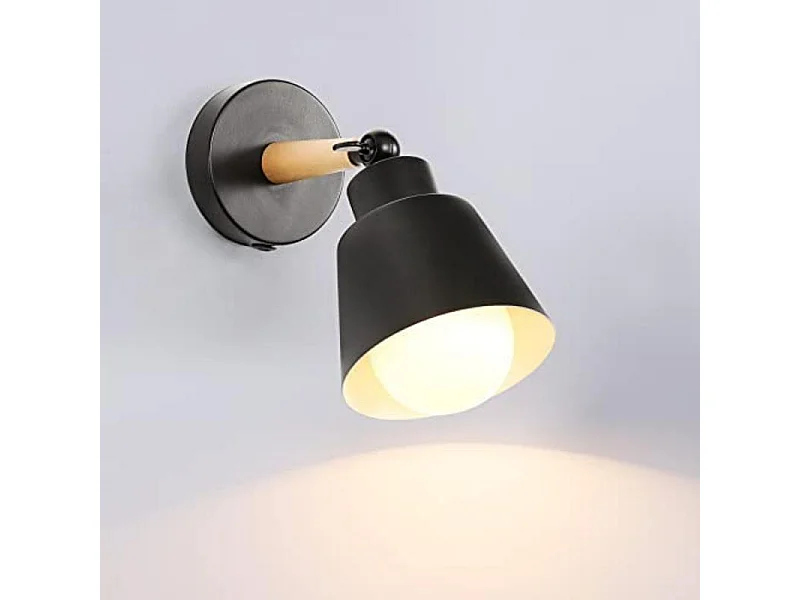 Applique murale macaron noir mat, tête de lampe E27 sans source lumineuse, pour salon/chambre/cuisine