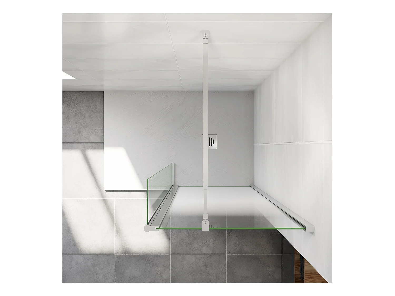 Paroi de douche avec 40 cm retour pivotant - 70 x 200 cm - 8 mm Verre effet Brume, finition chrome avec barre de fixation 73-120cm