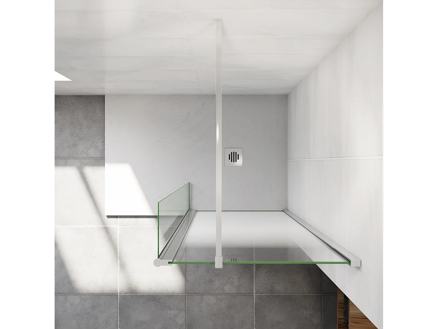 Paroi de douche avec 40 cm retour pivotant - 60 x 200 cm - 8 mm Verre effet Brume, finition chrome avec barre de fixation 140cm
