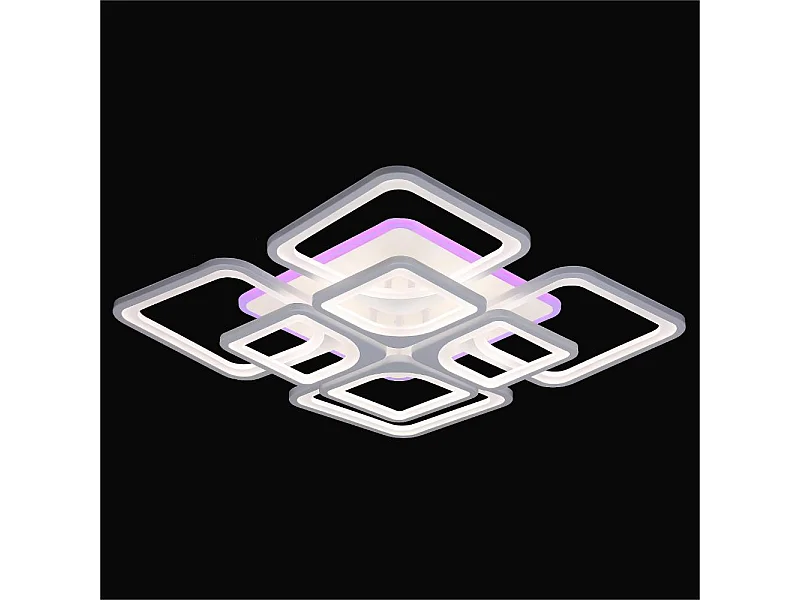 Plafonnier carré en acrylique blanc 133W avec source lumineuse colorée RVB et télécommande pour salon/chambre/cuisine