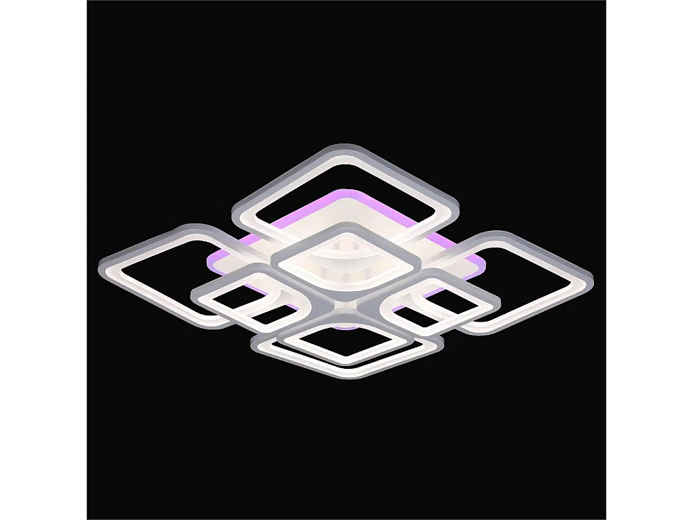 Plafonnier carré en acrylique blanc 133W avec source lumineuse colorée RVB et télécommande pour salon/chambre/cuisine