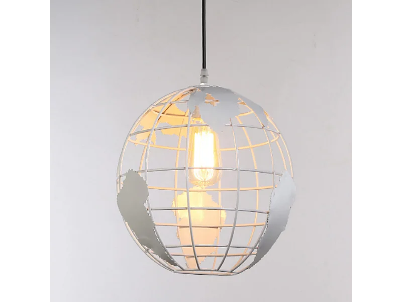 Lustre globe blanc diamètre 28cm fil de suspension 1m douille E27 n'inclut pas l'ampoule, pour salon/chambre/cuisine