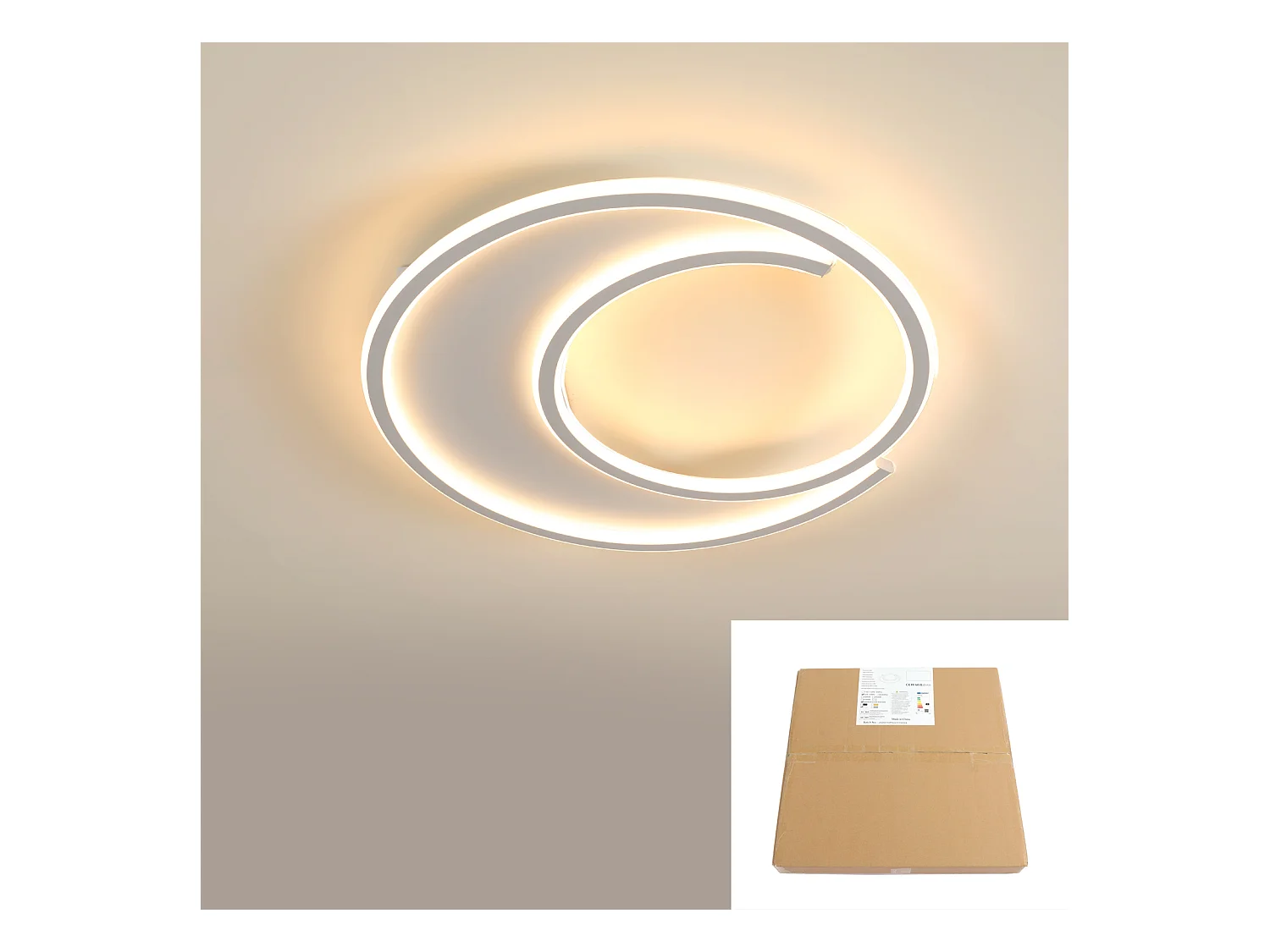 Plafonnier simple et moderne tout blanc 78W avec télécommande pour salon/chambre/cuisine