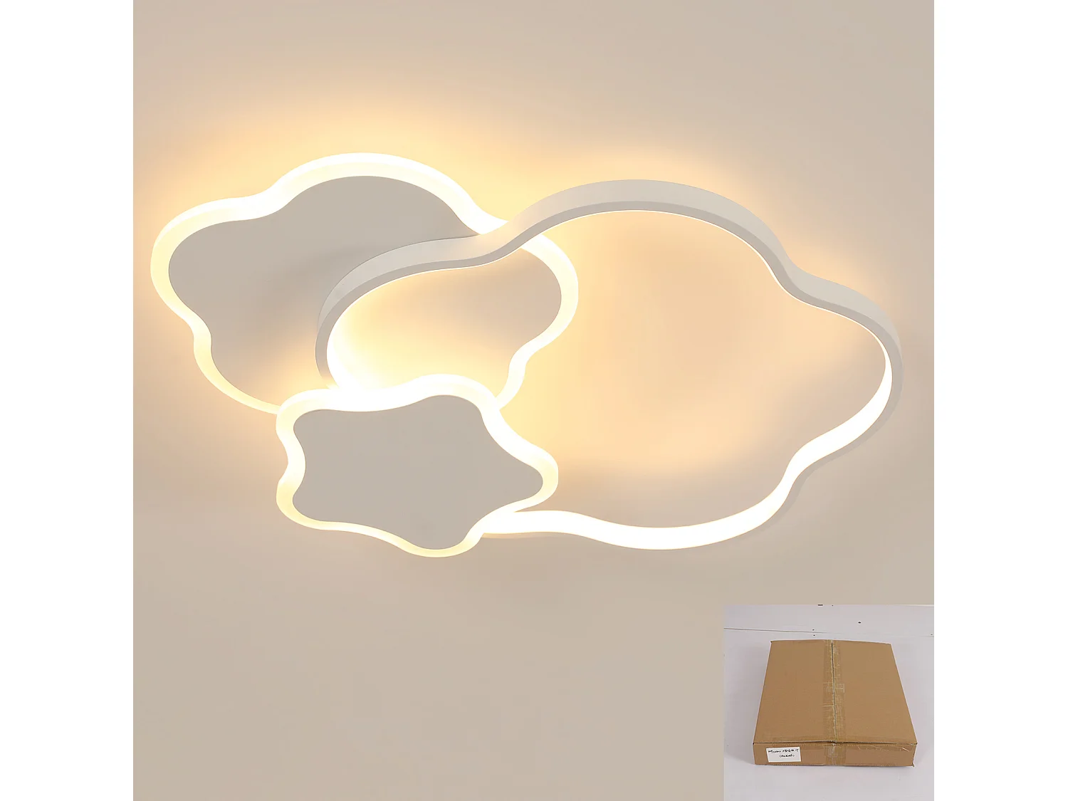 Plafonnier étoile simple et créatif blanc avec télécommande 31 W pour salon/chambre/cuisine