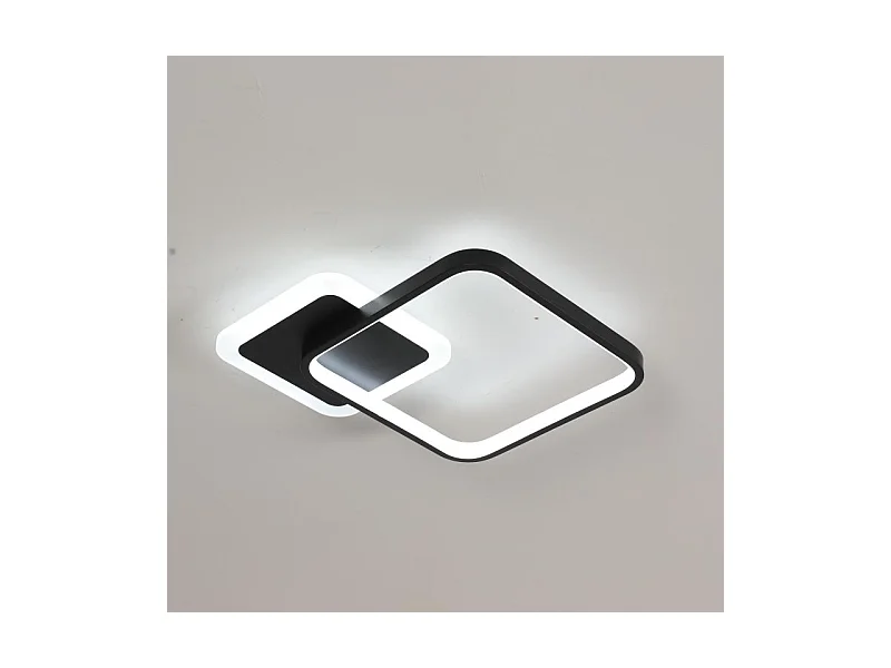 Plafonnier LED carré en acrylique noir avec télécommande 20 W pour salon, chambre à coucher, cuisine