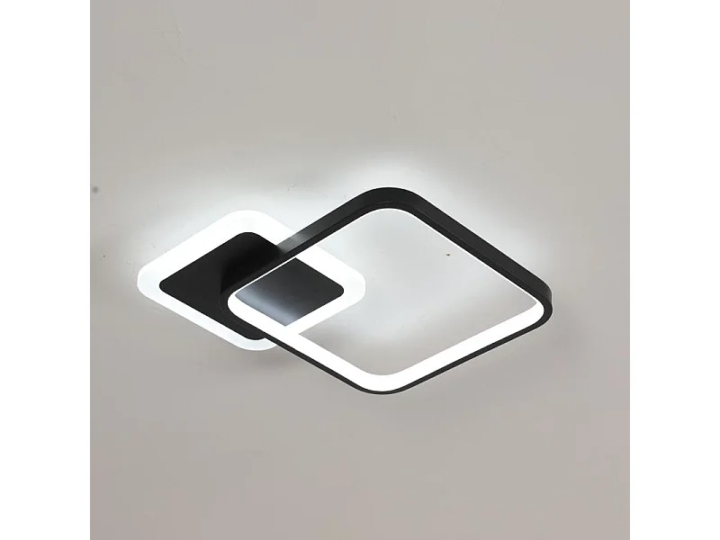 Plafonnier LED carré en acrylique noir avec télécommande 20 W pour salon, chambre à coucher, cuisine