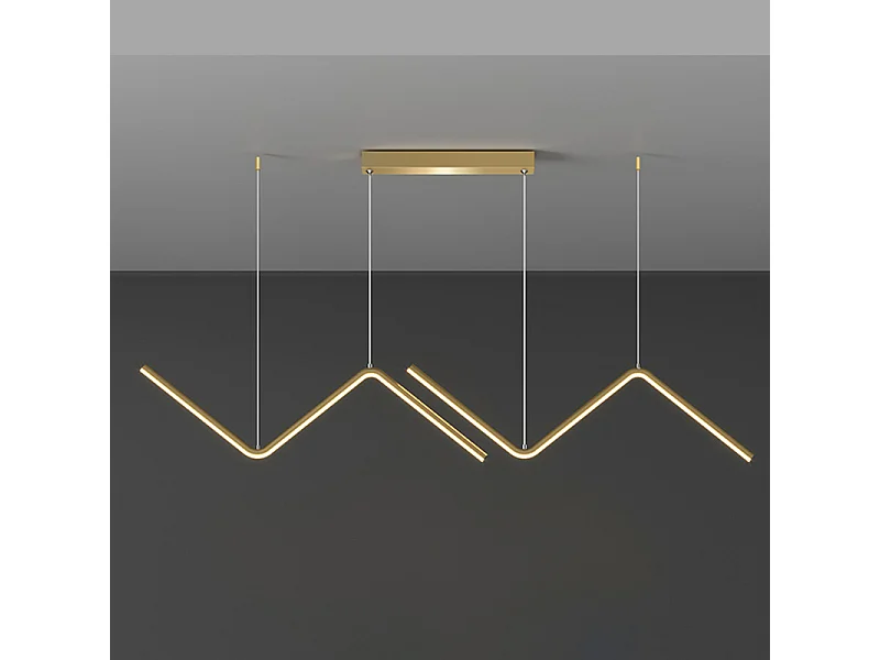 Lustre double en forme de Z, barre lumineuse dorée, dimensions : longueur totale 1 mètre, lumière blanche 23 W, pour salon/chambre/cuisine