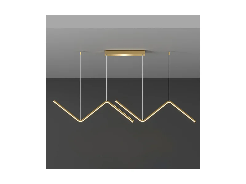 Lustre double en forme de Z, barre lumineuse dorée, dimensions : longueur totale 1 mètre, lumière blanche 23 W, pour salon/chambre/cuisine