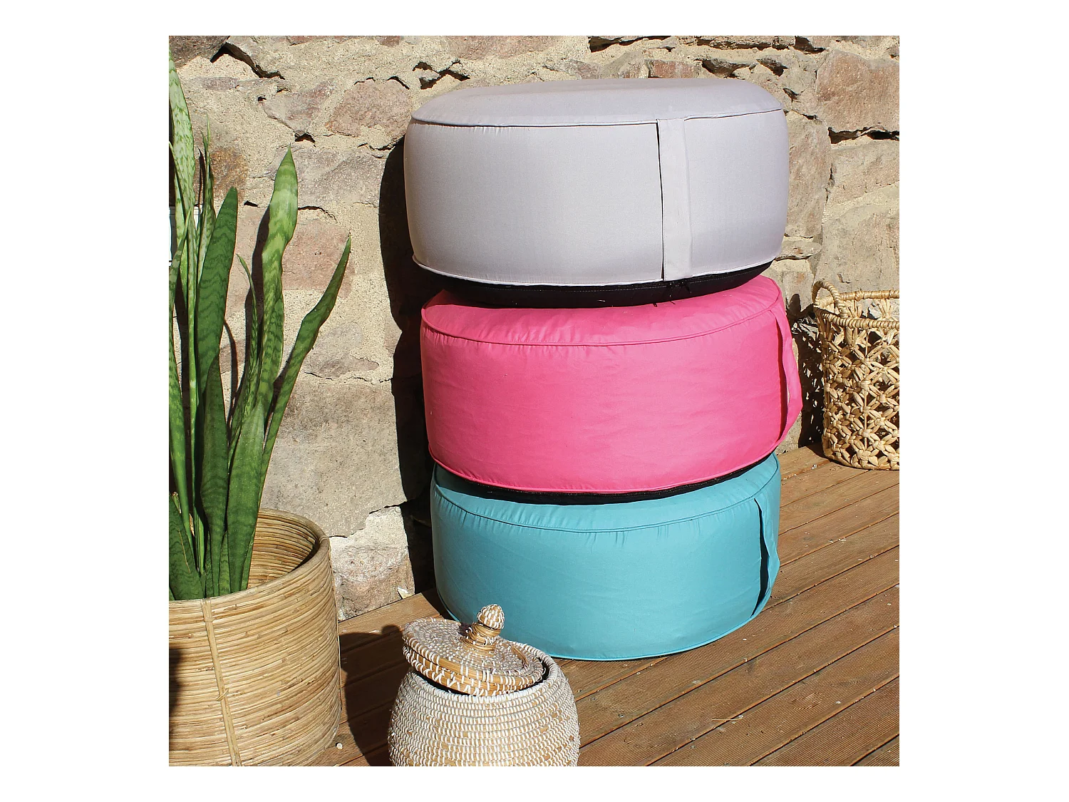 Pouf d'Extérieur Gonflable "Costa" 55cm Naturel