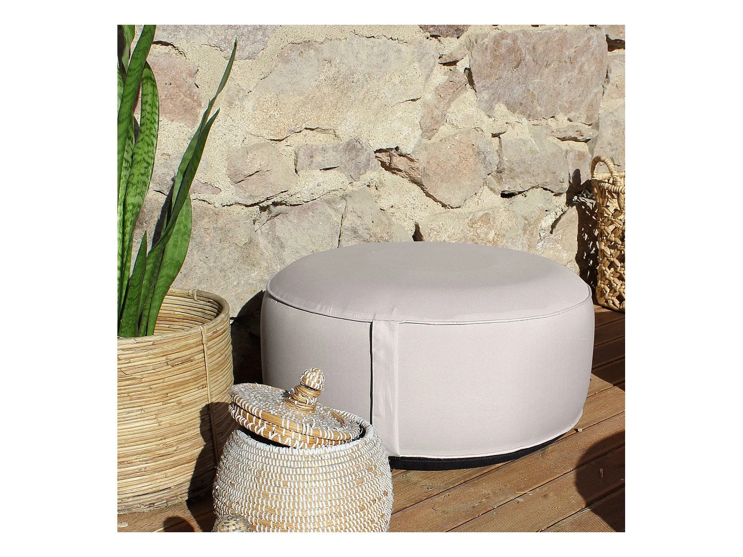 Pouf d'Extérieur Gonflable "Costa" 55cm Naturel