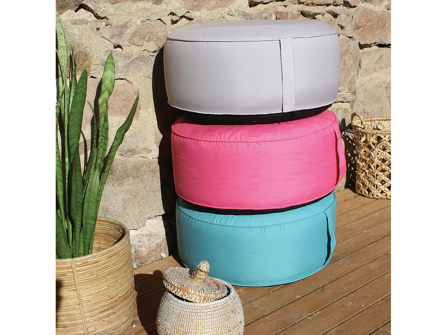 Pouf d'Extérieur Gonflable "Costa" 55cm Naturel