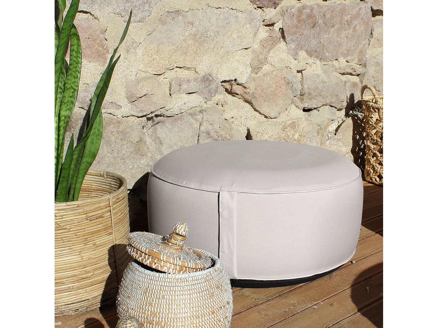 Pouf d'Extérieur Gonflable "Costa" 55cm Naturel