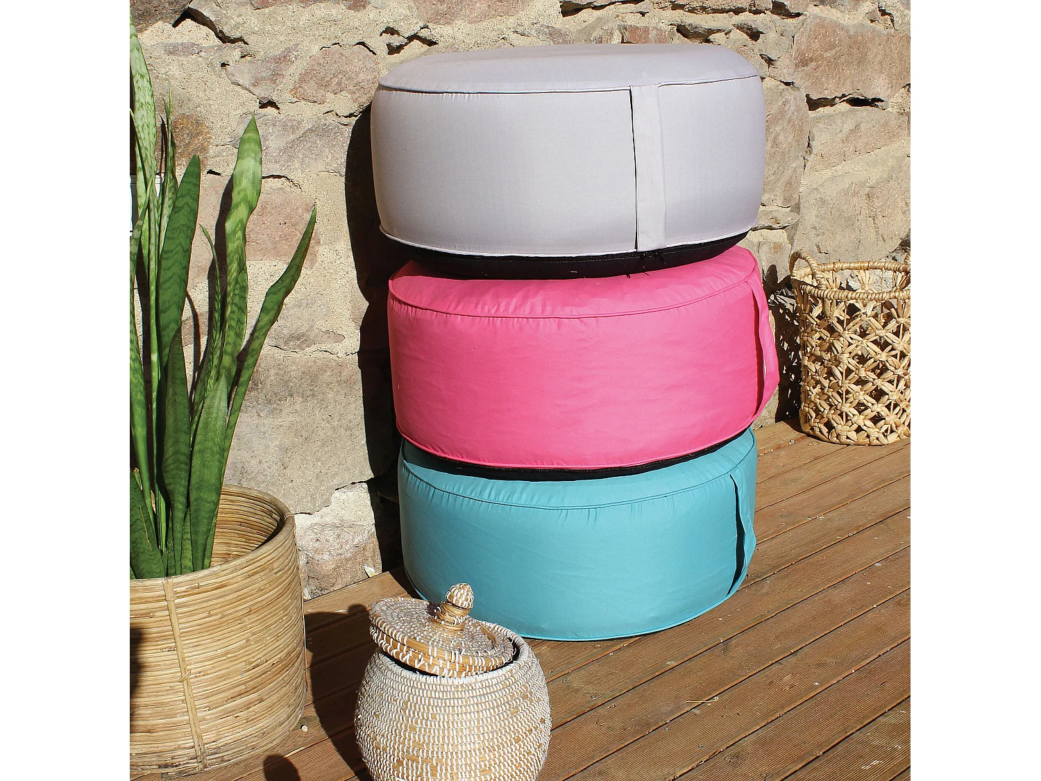 Pouf d'Extérieur Gonflable "Costa" 55cm Naturel