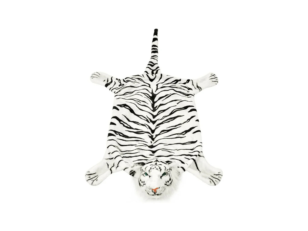 Tapis en peluche en forme de tigre 144 cm Blanc