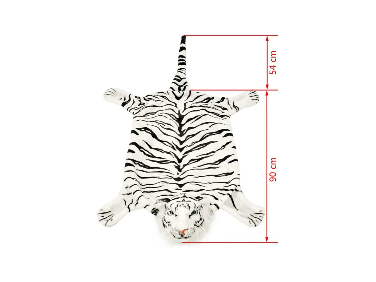 Tapis en peluche en forme de tigre 144 cm Blanc