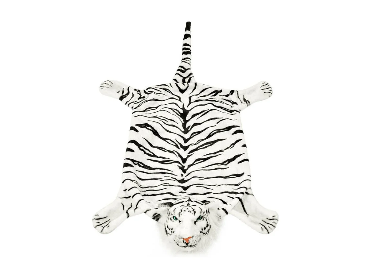 Tapis en peluche en forme de tigre 144 cm Blanc
