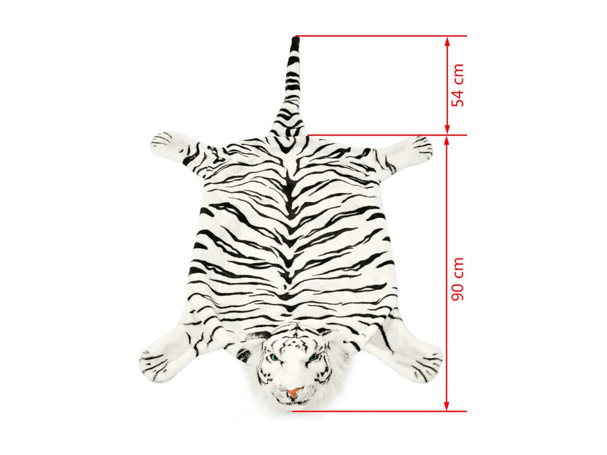 Tapis en peluche en forme de tigre 144 cm Blanc
