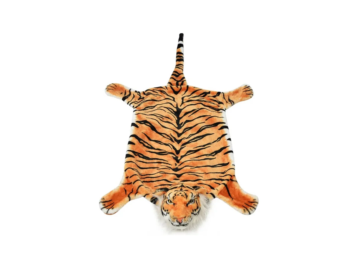 Tapis en peluche en forme de tigre 144 cm Marron