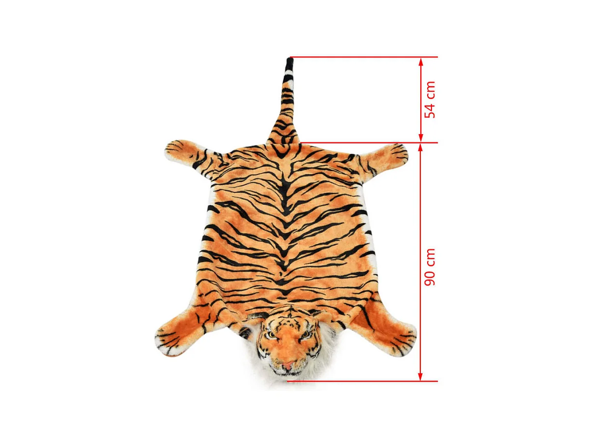 Tapis en peluche en forme de tigre 144 cm Marron