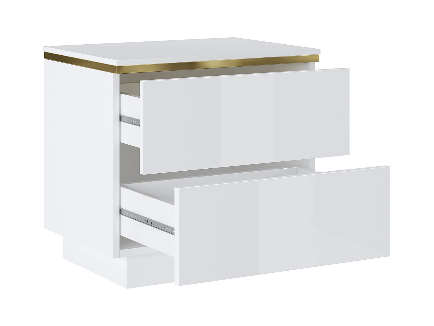Sæt med 2 sengeborde med 2 skuffer - Hvid højglans og guld - VUKIA af Pascal Morabito