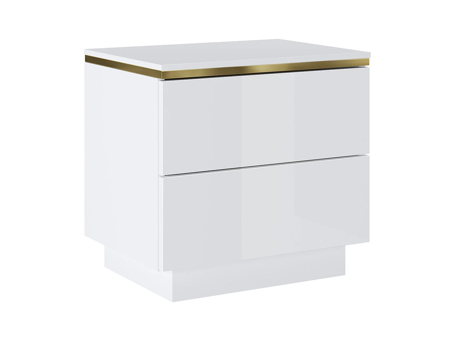 Sæt med 2 sengeborde med 2 skuffer - Hvid højglans og guld - VUKIA af Pascal Morabito