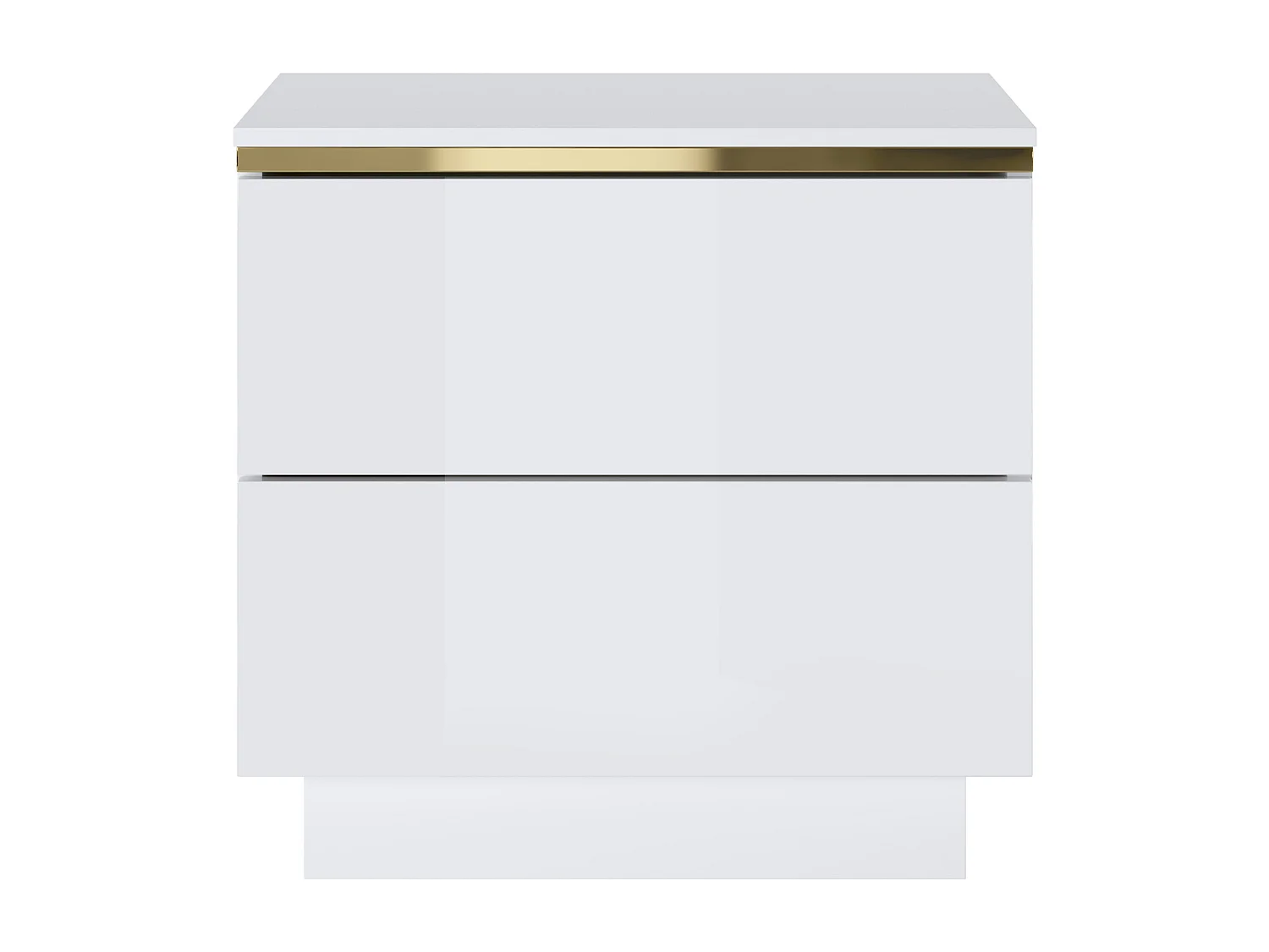 Zestaw 2 szafek nocnych z 2 szufladami - Biały z połyskiem i złoty - VUKIA marki Pascal Morabito