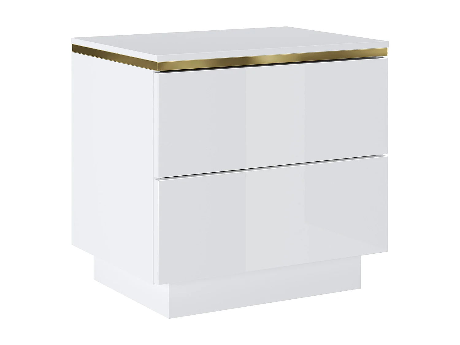 Zestaw 2 szafek nocnych z 2 szufladami - Biały z połyskiem i złoty - VUKIA marki Pascal Morabito