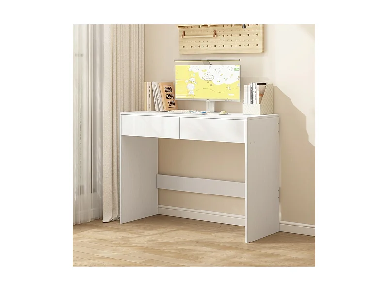 MODERNER WEISSER COMPUTERTISCH MIT 2 SCHUBLADEN LOFT TOILETTENTISCH 100 CM